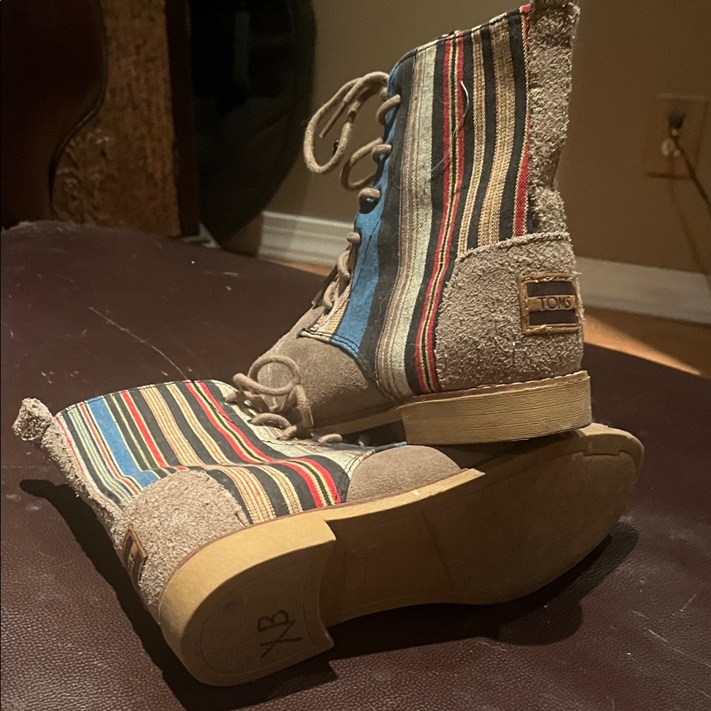 TOMS Multicolor Striped Lace-Up Boots